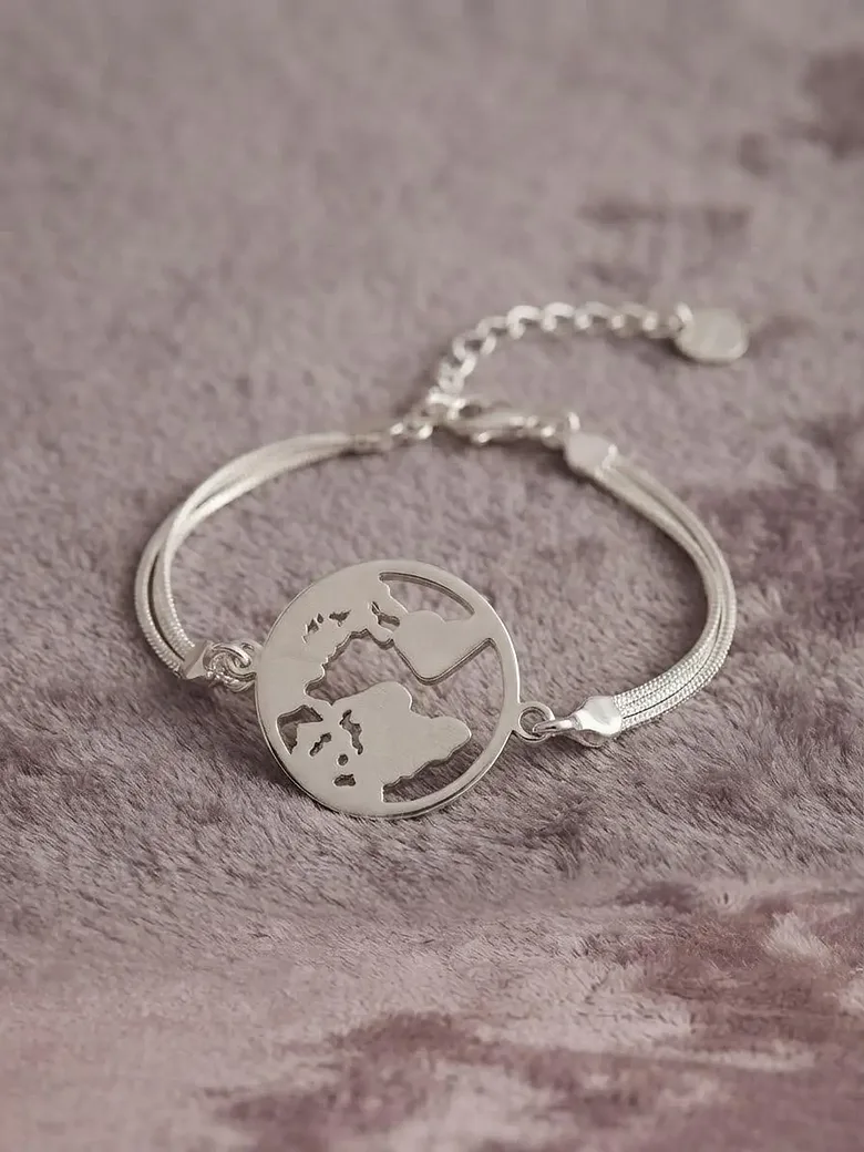 925 Sterling Silver World Map 3 set