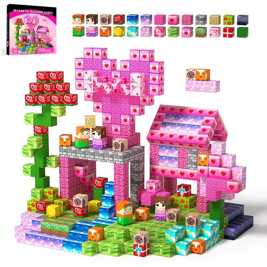 Sweet Heart Cottage – Magnetic Building Cubes (100 pcs, 2.5 cm)