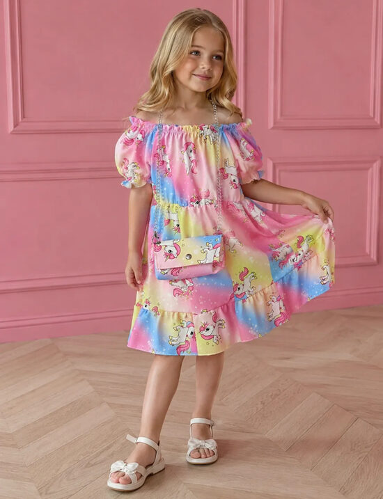 6 Set Box Girl's Dresses + Bag 3-8Y