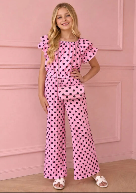 6 Set Box Girls’ 3-Piece Set: Top, Pants & Bag