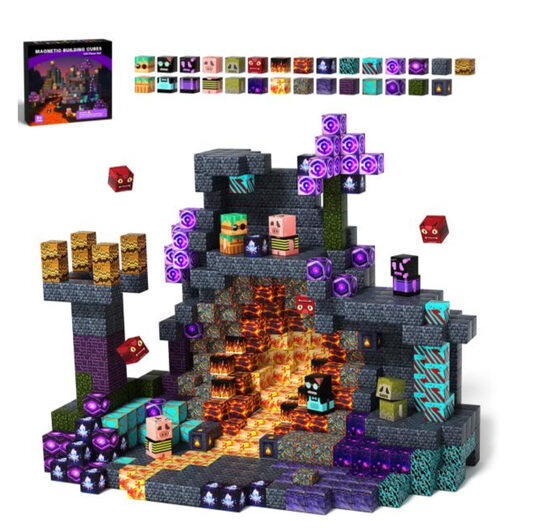 Lava Dungeon – Magnetic Building Cubes (100 pcs, 2.5 cm)