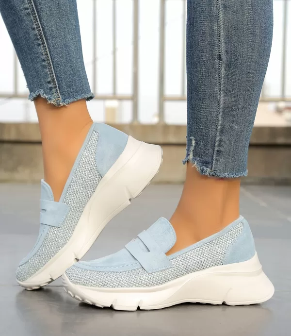 WOMEN'S SHOES - MOCCASINS - BLUE